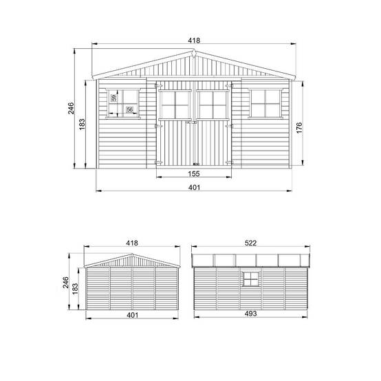 Timbela - Abri de jardin en bois Exterieur H246x418x522 cm / 20 m² avec les planchers imprégné - Maison de jardin - 17 mm d’épaisseur - Timbela M333 +M333G - Image 5