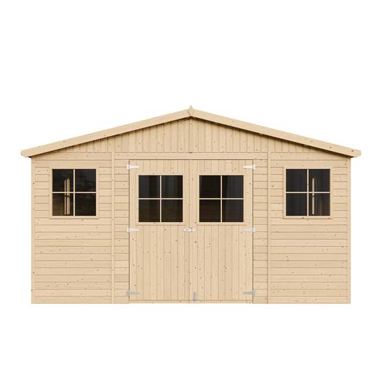 Timbela - Abri de jardin en bois Exterieur H246x418x522 cm / 20 m² avec les planchers imprégné - Maison de jardin - 17 mm d’épaisseur - Timbela M333 +M333G - Image 3