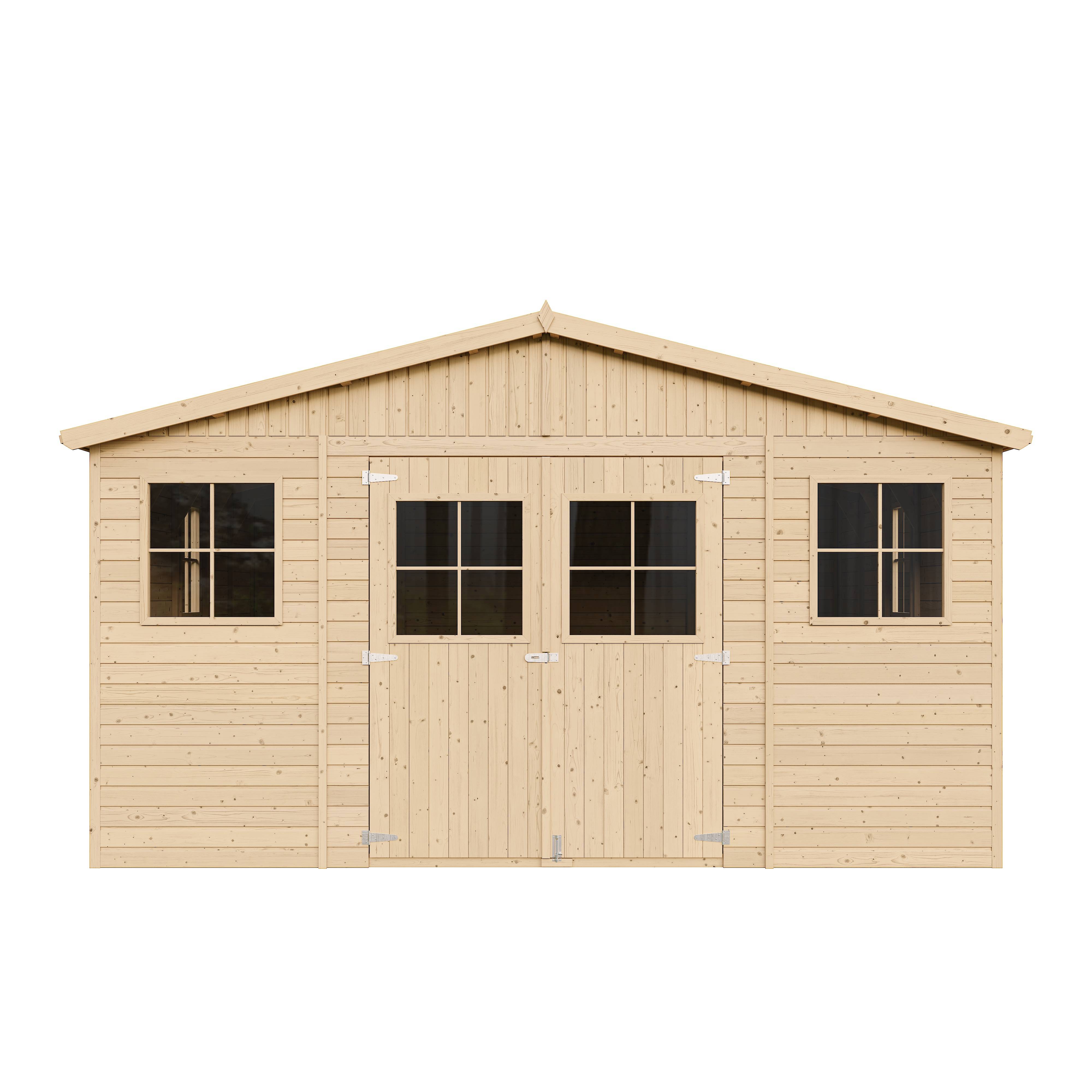 Timbela - Abri de jardin en bois Exterieur H246x418x522 cm / 20 m² avec les planchers imprégné - Maison de jardin - 17 mm d’épaisseur - Timbela M333 +M333G - Image 3