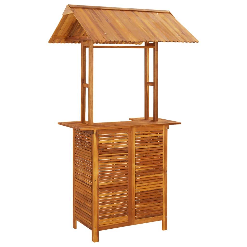 Grand Bar d'Extérieur Couvert 5 Pièces en Acacia Massif Résistant avec Tabourets Hauts Confortables Brun – ComfortXL Outdoor Living - Image 4