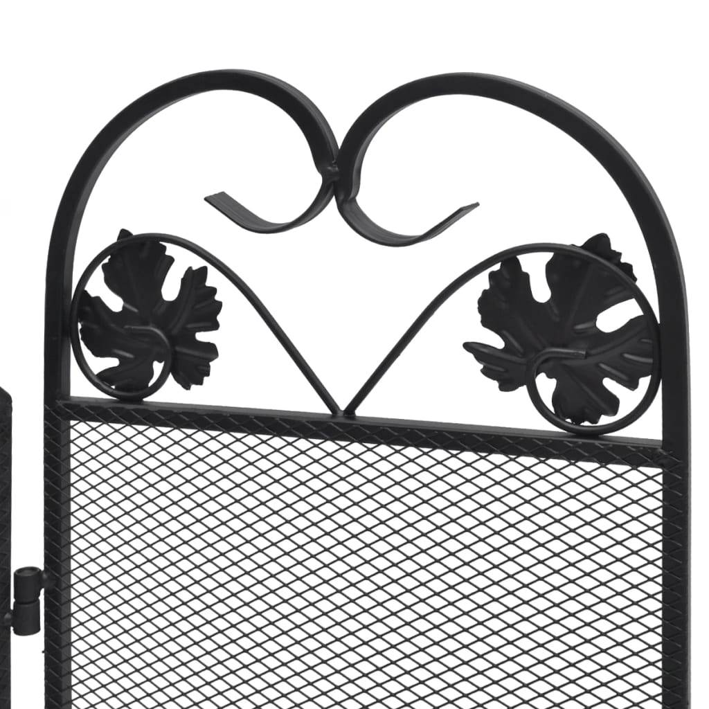 Pare-feu cheminée 3 volets en fer forgé Protection anti-escarbilles Motif volutes Noir - ComfortXL Outdoor Living - Image 5