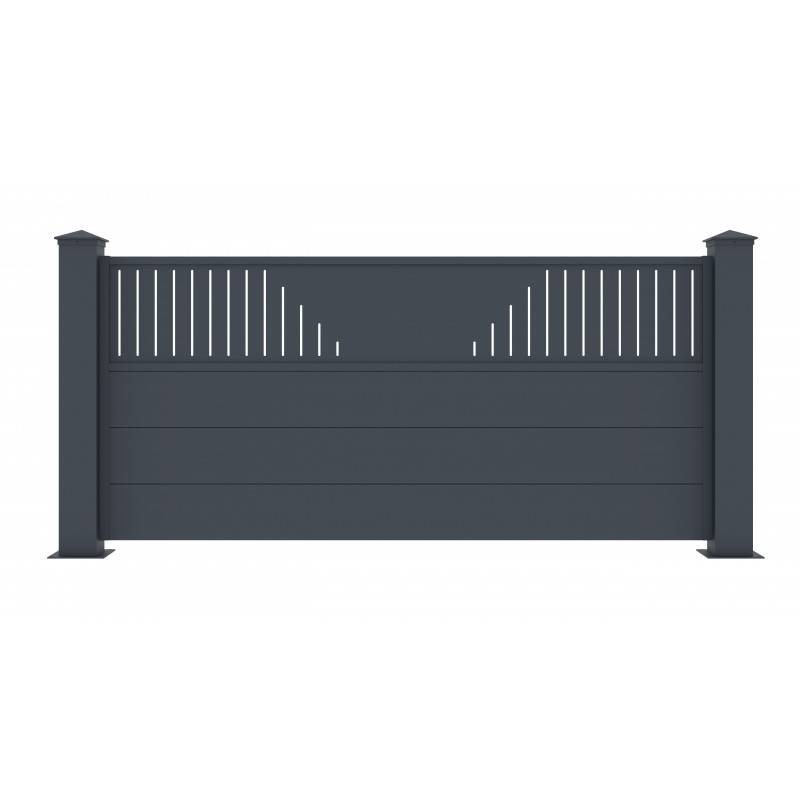 X-Metal - Clôture aluminium anthracite 188,6x89 cm avec 2 poteaux X-Metal Fancy Time - Image 2