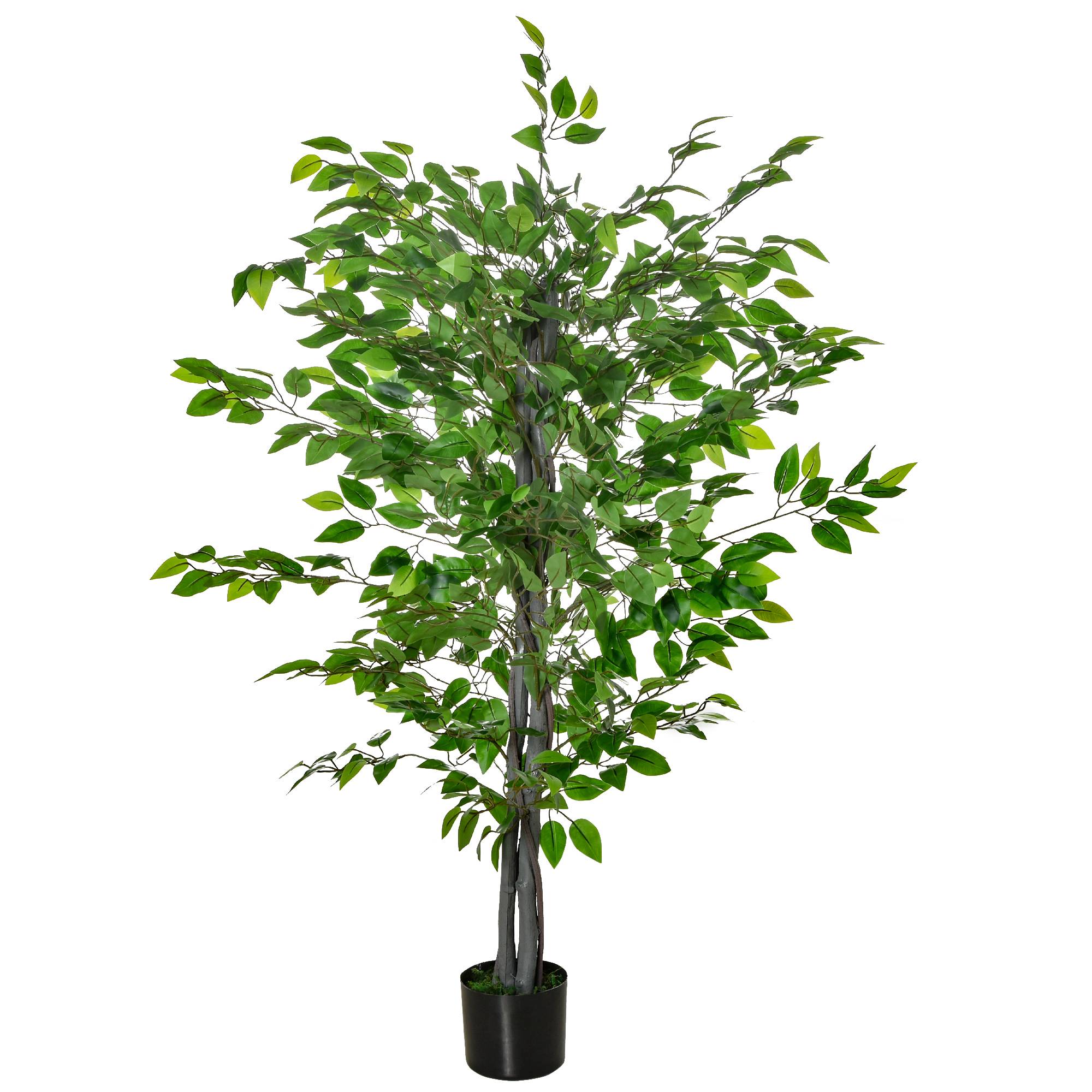 Sans Marque - Arbre artificiel, ficus, aspect réaliste, pot ciment, 135 cm, facile, plastique, vert - Image 2