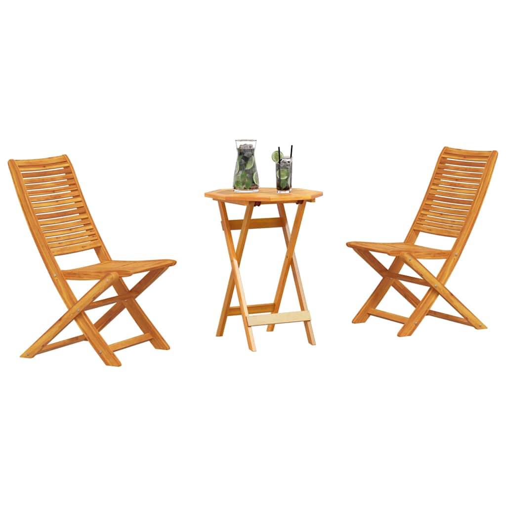 Vidaxl - Ensemble bistro pliant 3 pcs-Salons de jardin 2 place Marron Bois d'Acacia Massif - Image 3