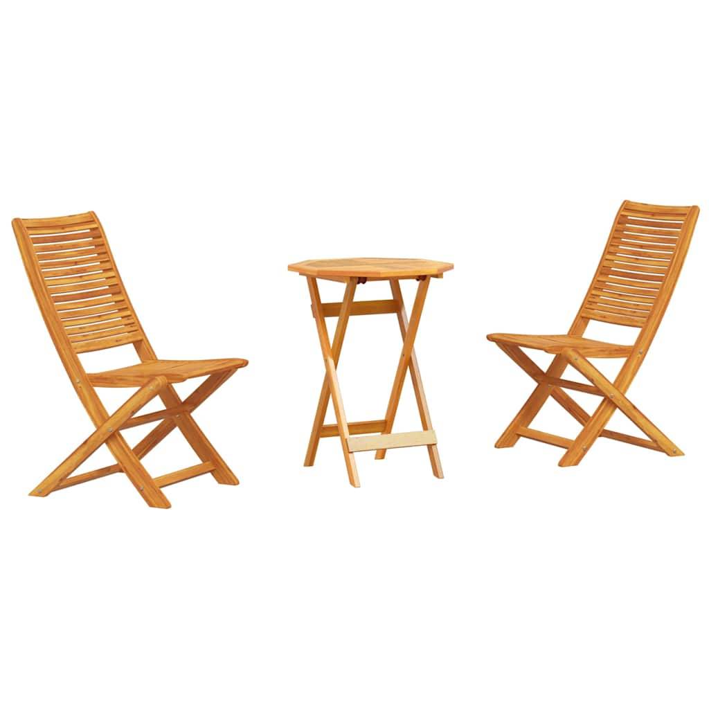 Vidaxl - Ensemble bistro pliant 3 pcs-Salons de jardin 2 place Marron Bois d'Acacia Massif - Image 2