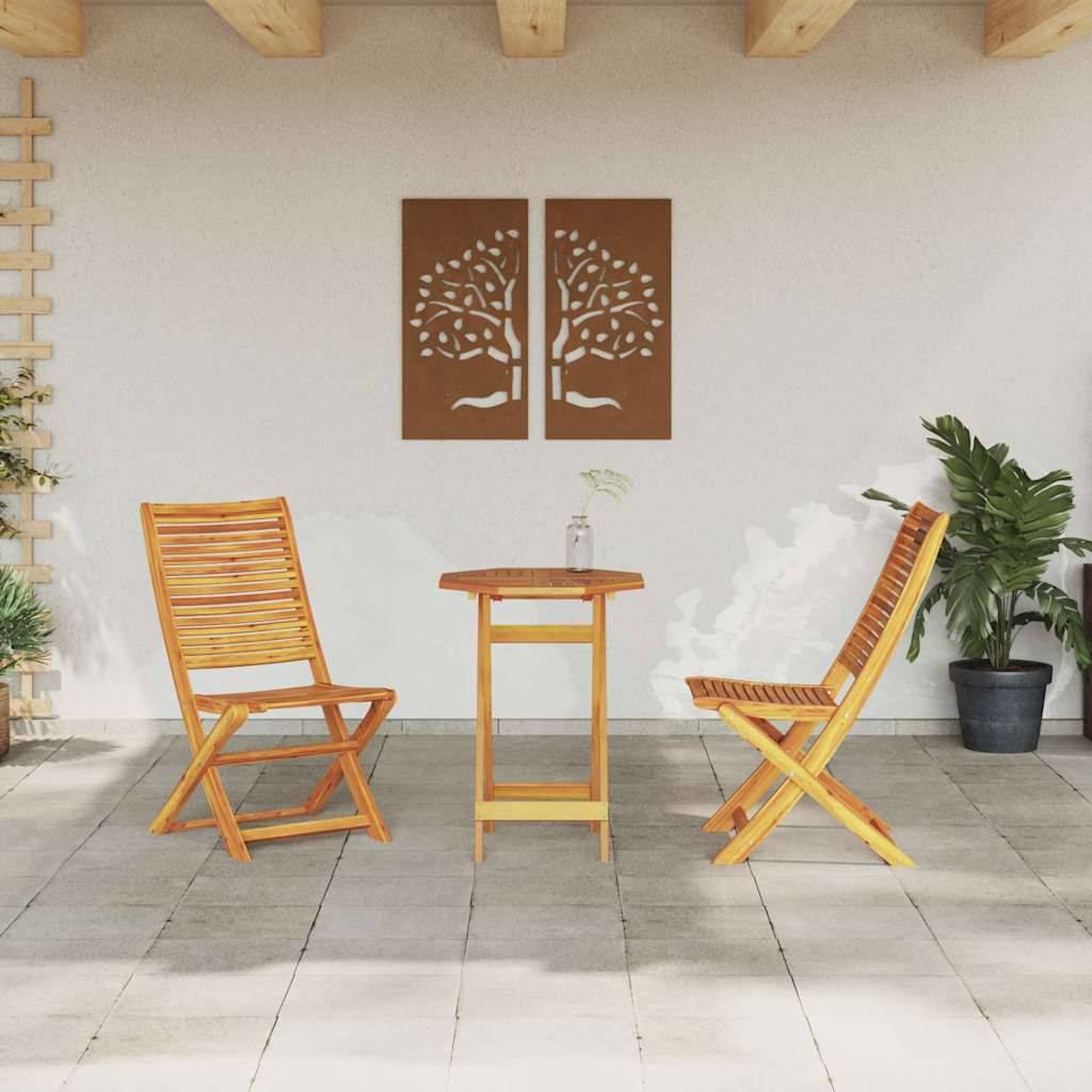 Vidaxl - Ensemble bistro pliant 3 pcs-Salons de jardin 2 place Marron Bois d'Acacia Massif - Image 4