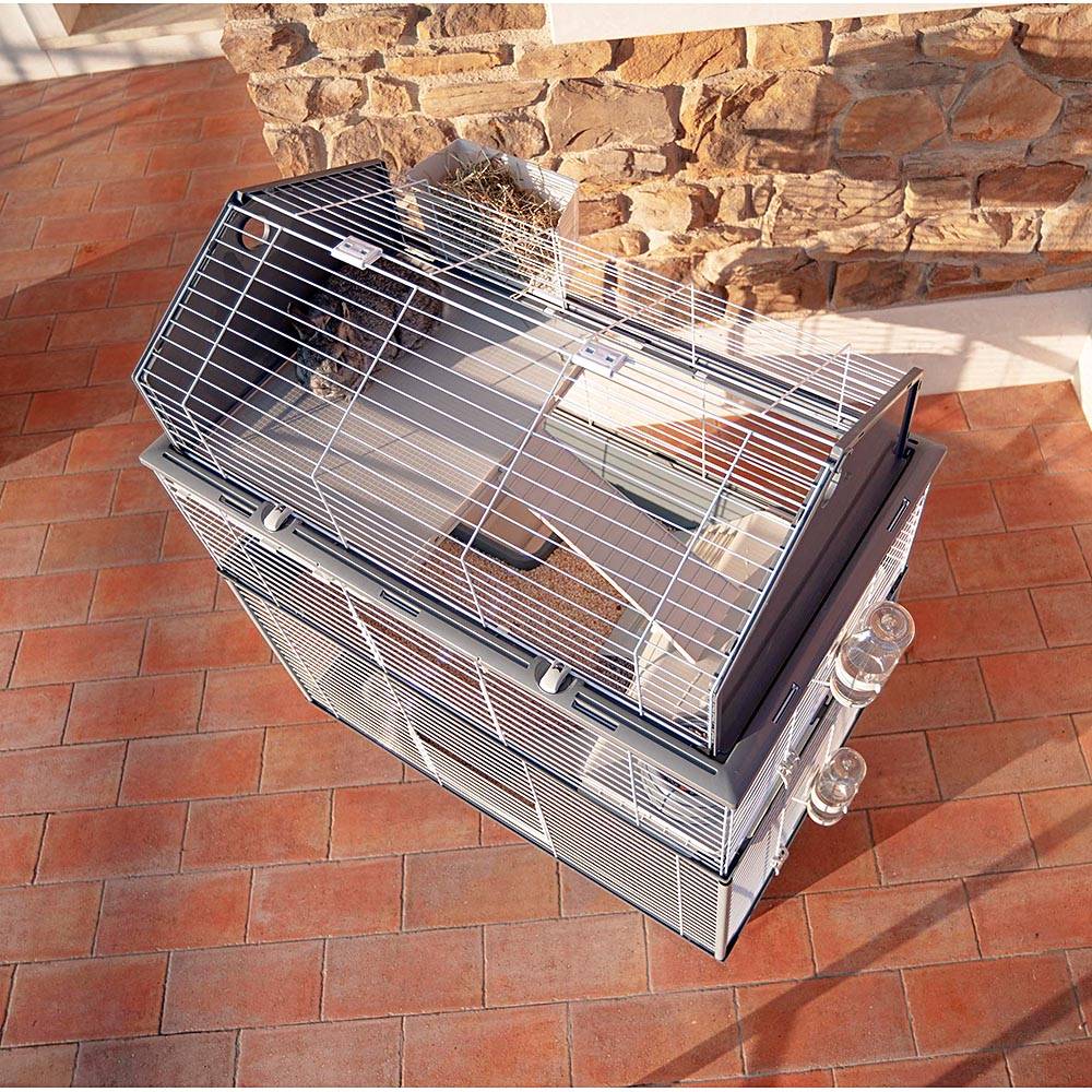 Ferplast - Cage pour Lapins et Petits Animaux BARN 100 DOUBLE, 3 étages, Toit Ouvrant, Accessoires et Adhésifs inclus - Image 4