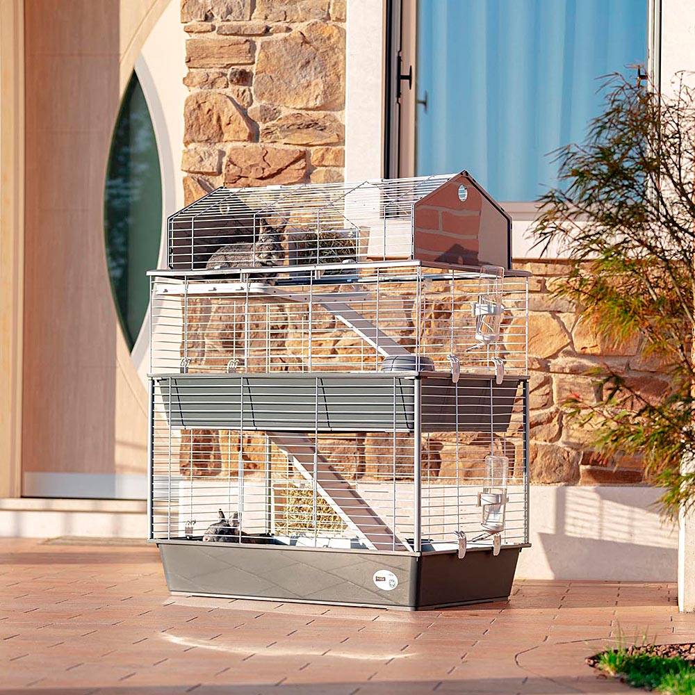 Ferplast - Cage pour Lapins et Petits Animaux BARN 100 DOUBLE, 3 étages, Toit Ouvrant, Accessoires et Adhésifs inclus - Image 3