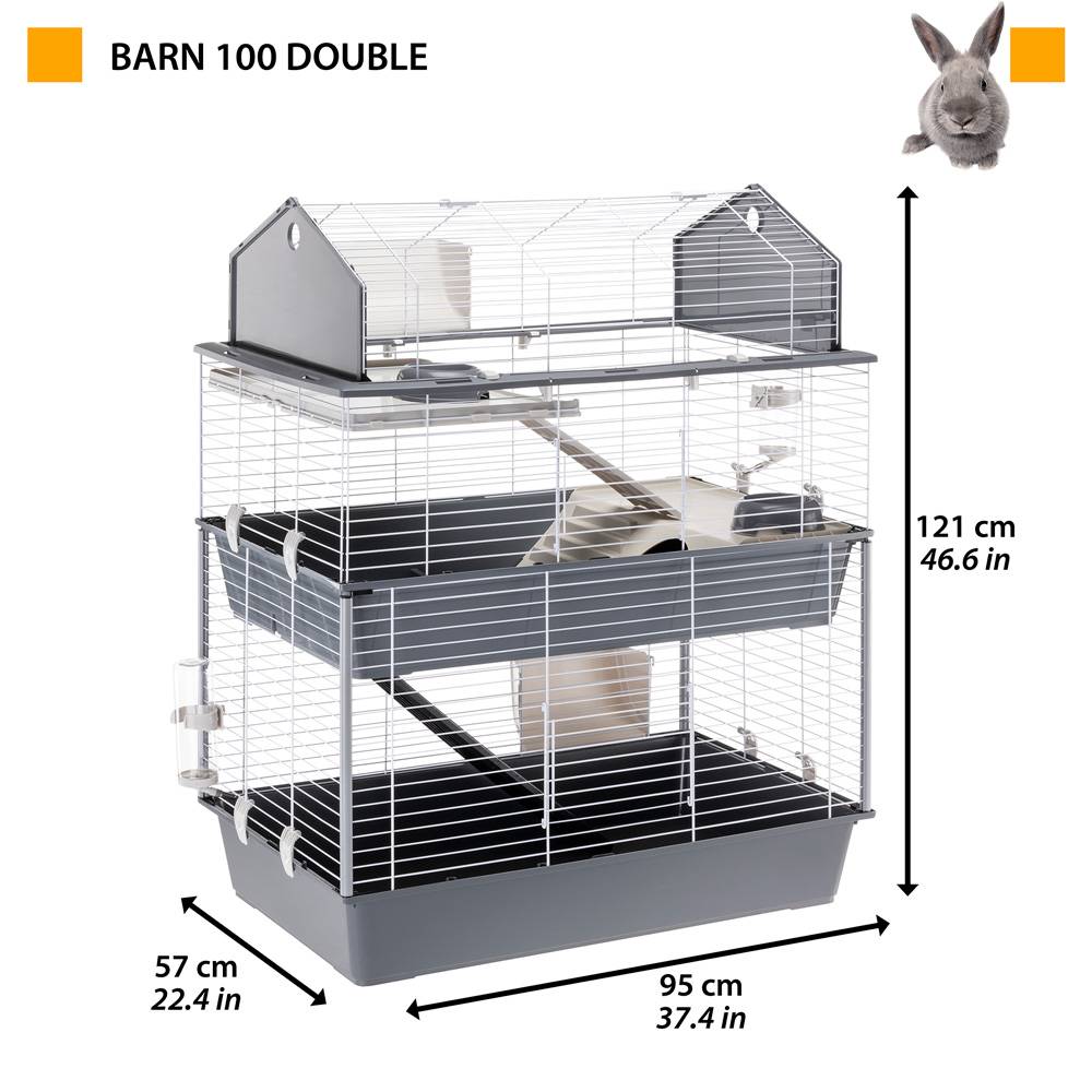 Ferplast - Cage pour Lapins et Petits Animaux BARN 100 DOUBLE, 3 étages, Toit Ouvrant, Accessoires et Adhésifs inclus - Image 2