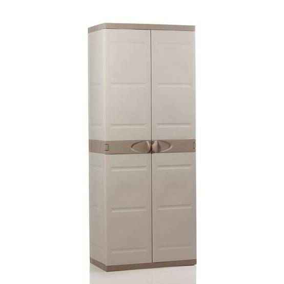 Armoire de rangement Titanium 2 portes avec 4 tablettes et penderie 70 x 44 x 176 cm - PLASTIKEN - Image 1