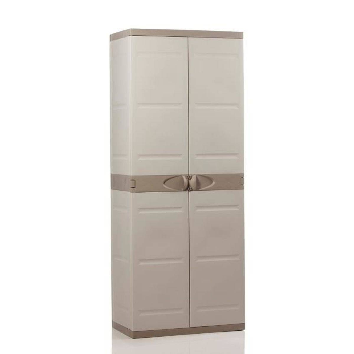 Armoire de rangement Titanium 2 portes avec 4 tablettes et penderie 70 x 44 x 176 cm - PLASTIKEN - Image 1