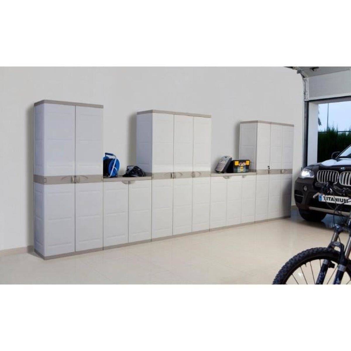 Armoire de rangement Titanium 2 portes avec 4 tablettes et penderie 70 x 44 x 176 cm - PLASTIKEN - Image 3
