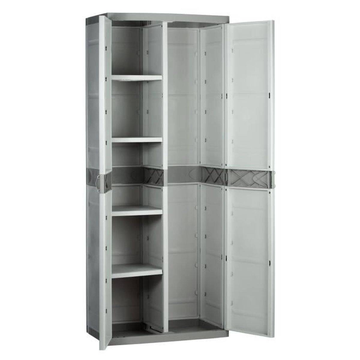 Armoire de rangement Titanium 2 portes avec 4 tablettes et penderie 70 x 44 x 176 cm - PLASTIKEN - Image 2