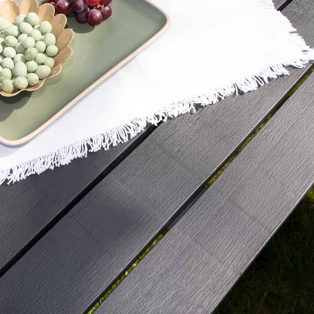 Wilsa Garden - Salon de jardin en résine anthracite avec 4 bancs SAMOA - Image 6