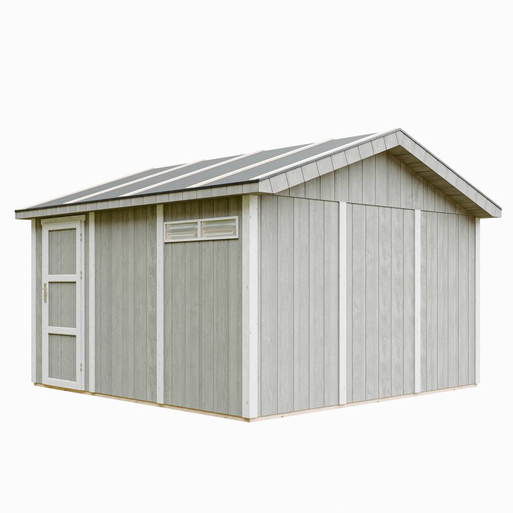 Timbela - Garage Qualité Premium 13 m² / L378xl412 cm - garage pour moto, vélos, machines de jardinage - Timbela M990B-TUNDRA GREY - Image 4