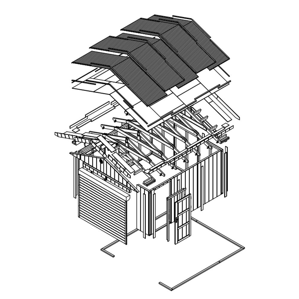 Timbela - Garage Qualité Premium 13 m² / L378xl412 cm - garage pour moto, vélos, machines de jardinage - Timbela M990B-TUNDRA GREY - Image 7