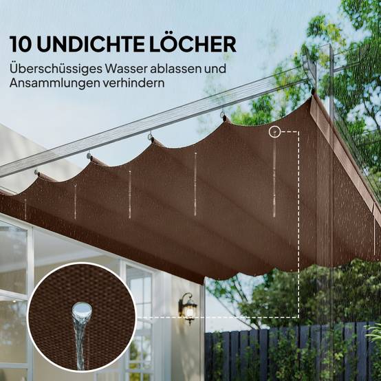 Toile de Rechange Pergola Polyester 350x260cm Café Rétractable Anti-UV - ComfortXL Outdoor Living - Image 6