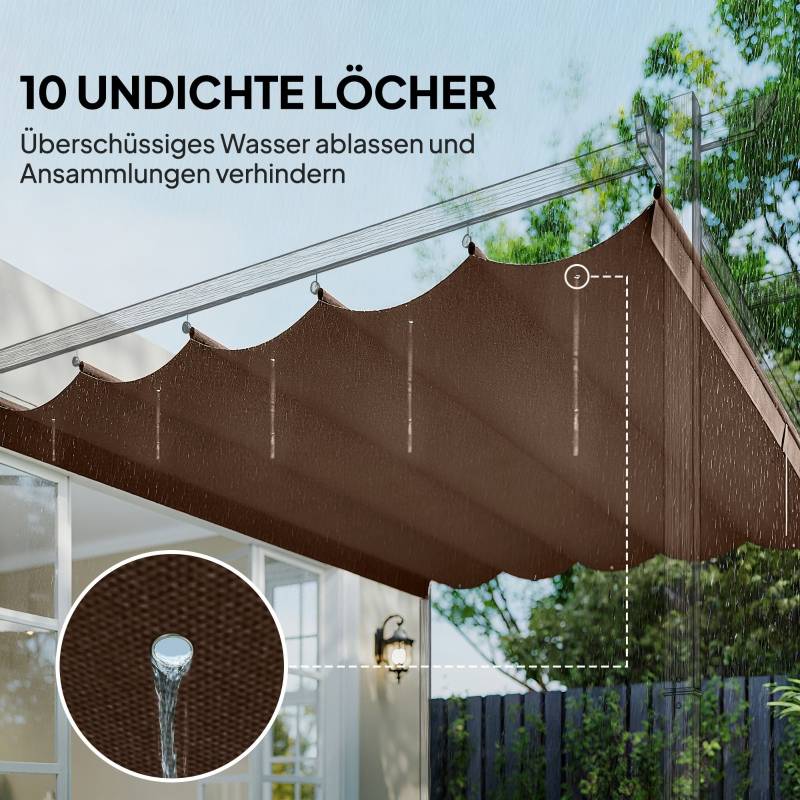 Toile de Rechange Pergola Polyester 350x260cm Café Rétractable Anti-UV - ComfortXL Outdoor Living - Image 6