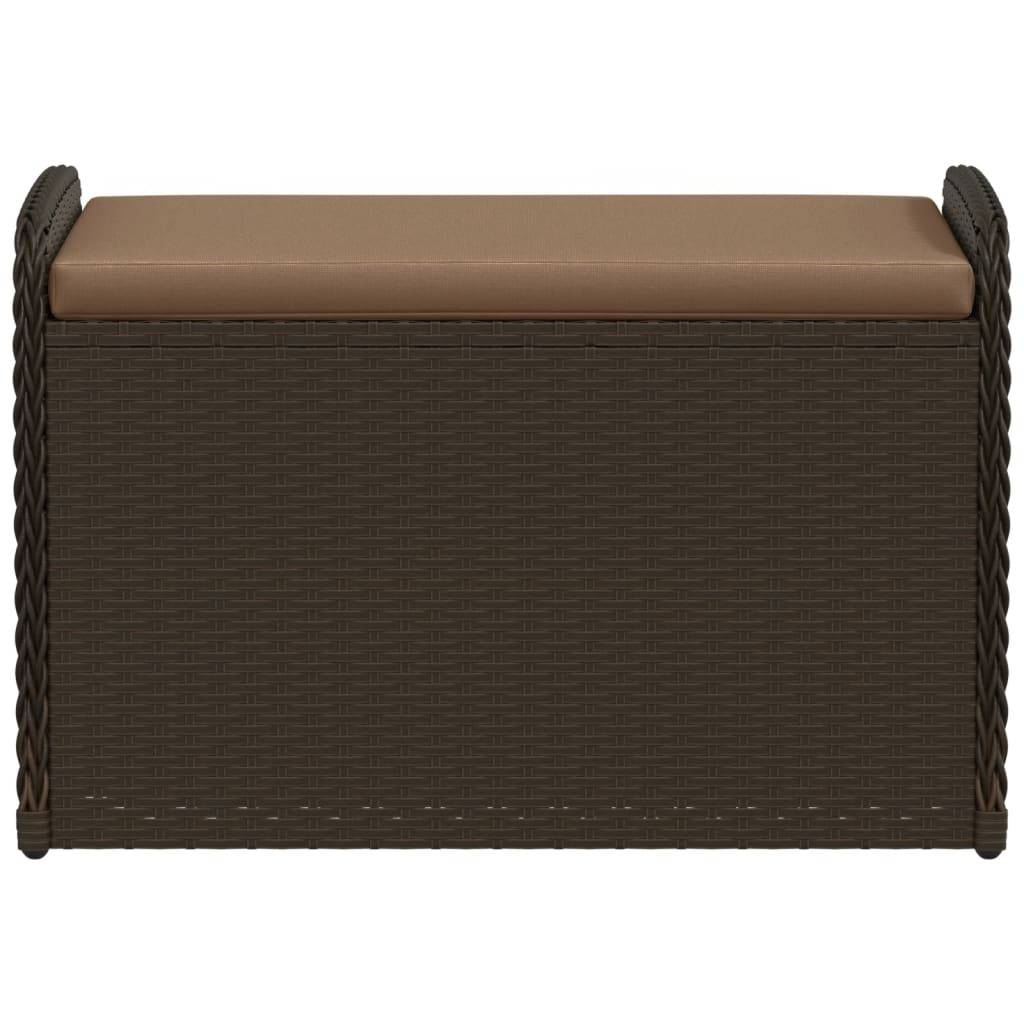 ComfortXL - Petit Banc Coffre Rangement Résine Tressée Compact Jardin Marron 80cm – ComfortXL Outdoor Living - Image 4