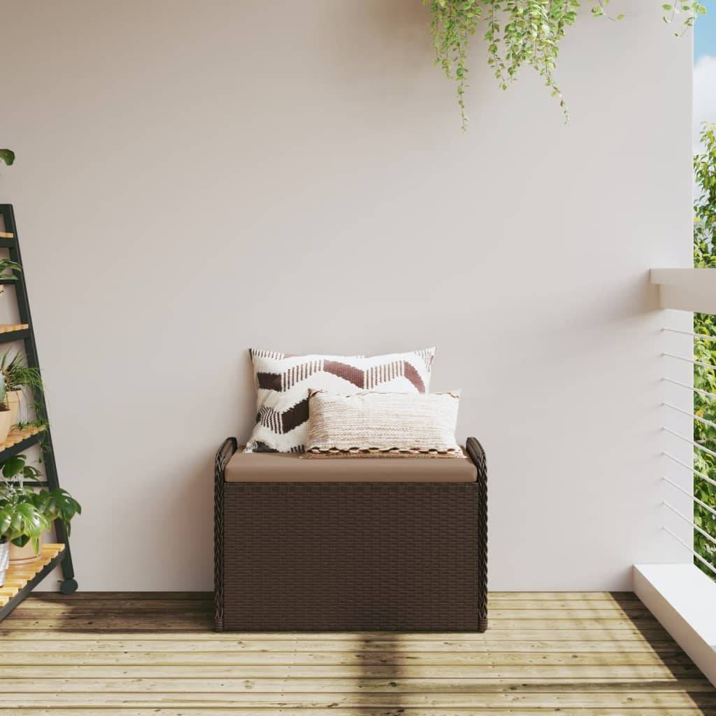 ComfortXL - Petit Banc Coffre Rangement Résine Tressée Compact Jardin Marron 80cm – ComfortXL Outdoor Living - Image 3
