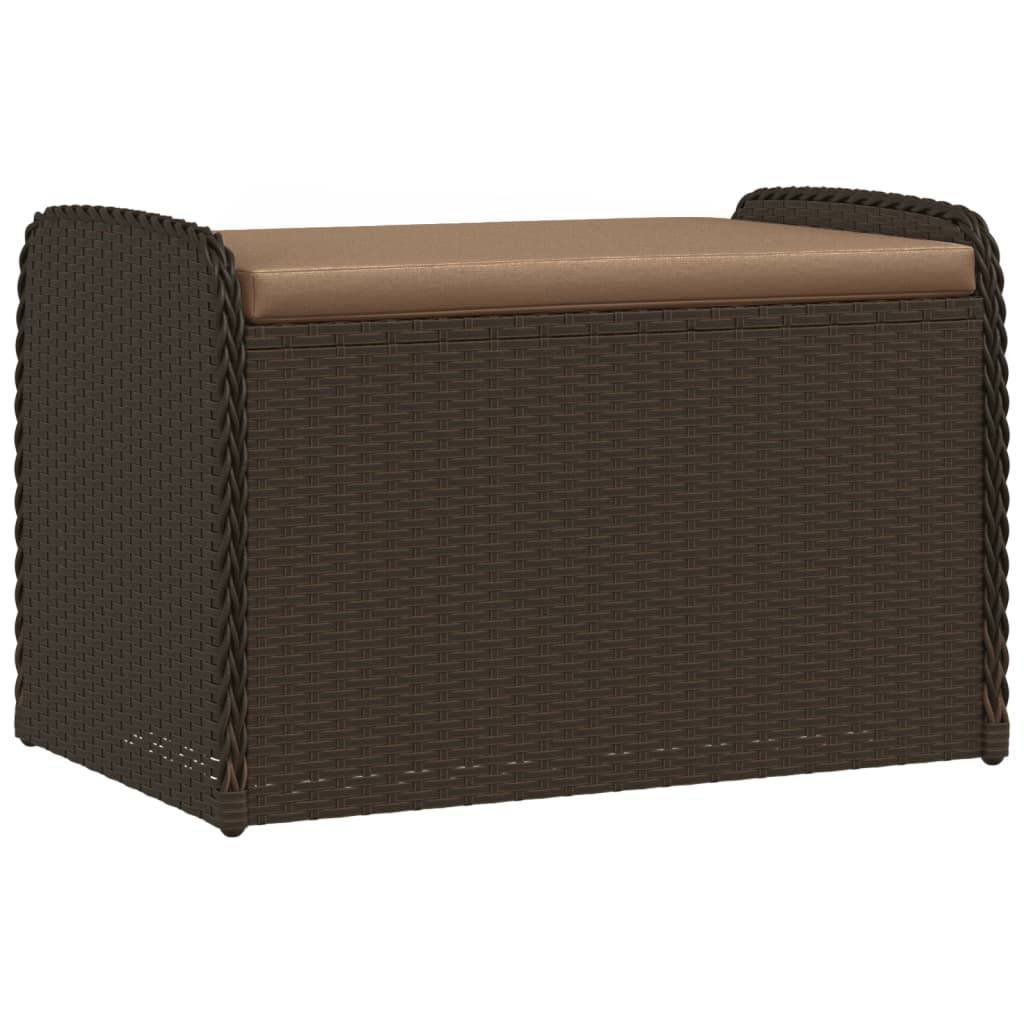 ComfortXL - Petit Banc Coffre Rangement Résine Tressée Compact Jardin Marron 80cm – ComfortXL Outdoor Living - Image 2