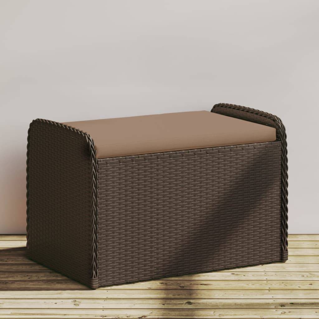 ComfortXL - Petit Banc Coffre Rangement Résine Tressée Compact Jardin Marron 80cm – ComfortXL Outdoor Living - Image 1