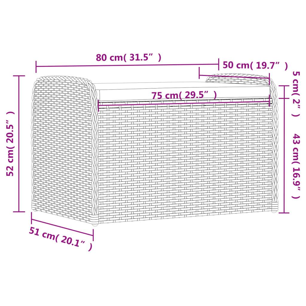 ComfortXL - Petit Banc Coffre Rangement Résine Tressée Compact Jardin Marron 80cm – ComfortXL Outdoor Living - Image 6