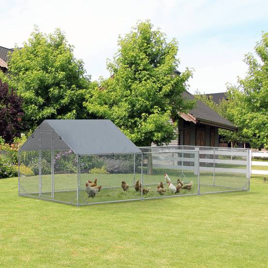 Enclos poulailler parc grillagé extérieur 18 m² chenil volière espace couvert acier galvanisé 6 x 3 x 1,95 m - Image 4