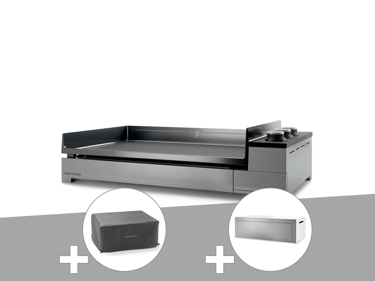 Forge Adour - Plancha gaz Premium 75 inox avec housse et couvercle pour plancha - Forge Adour