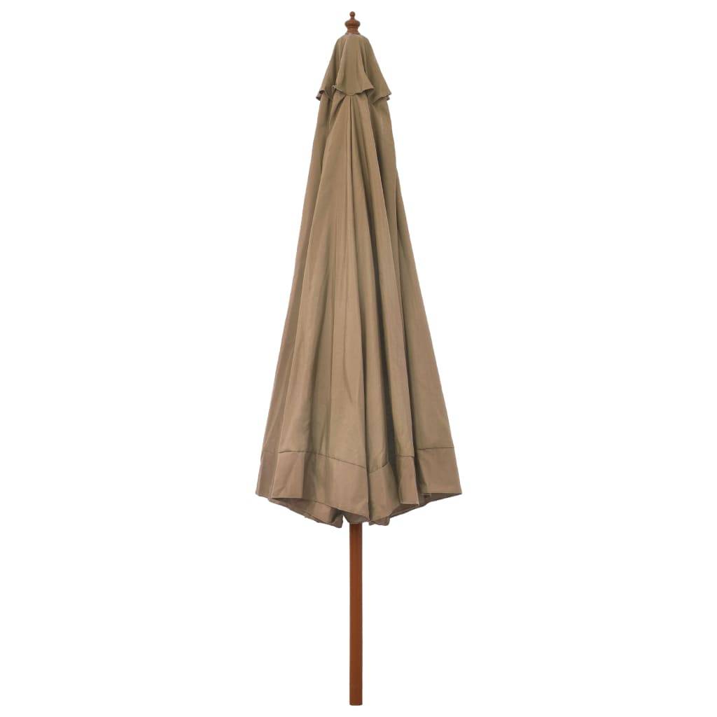 Helloshop26 - Parasol mobilier de jardin avec mât en bois 330 cm taupe - Image 3
