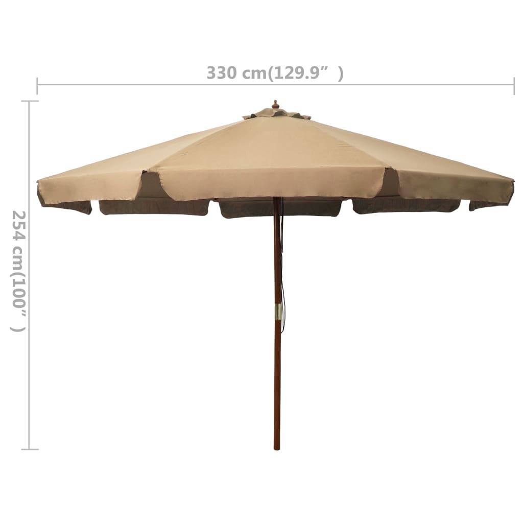 Helloshop26 - Parasol mobilier de jardin avec mât en bois 330 cm taupe - Image 5