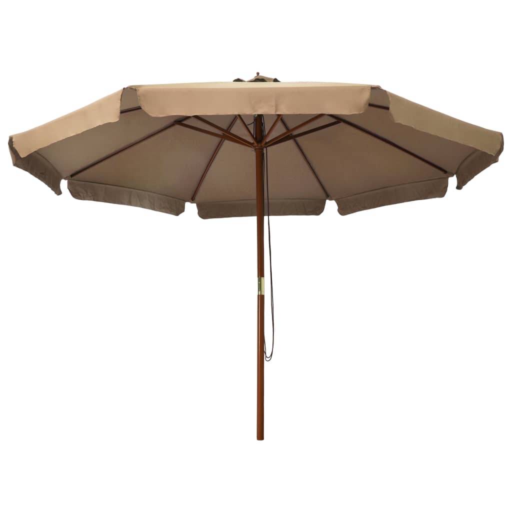 Helloshop26 - Parasol mobilier de jardin avec mât en bois 330 cm taupe - Image 2