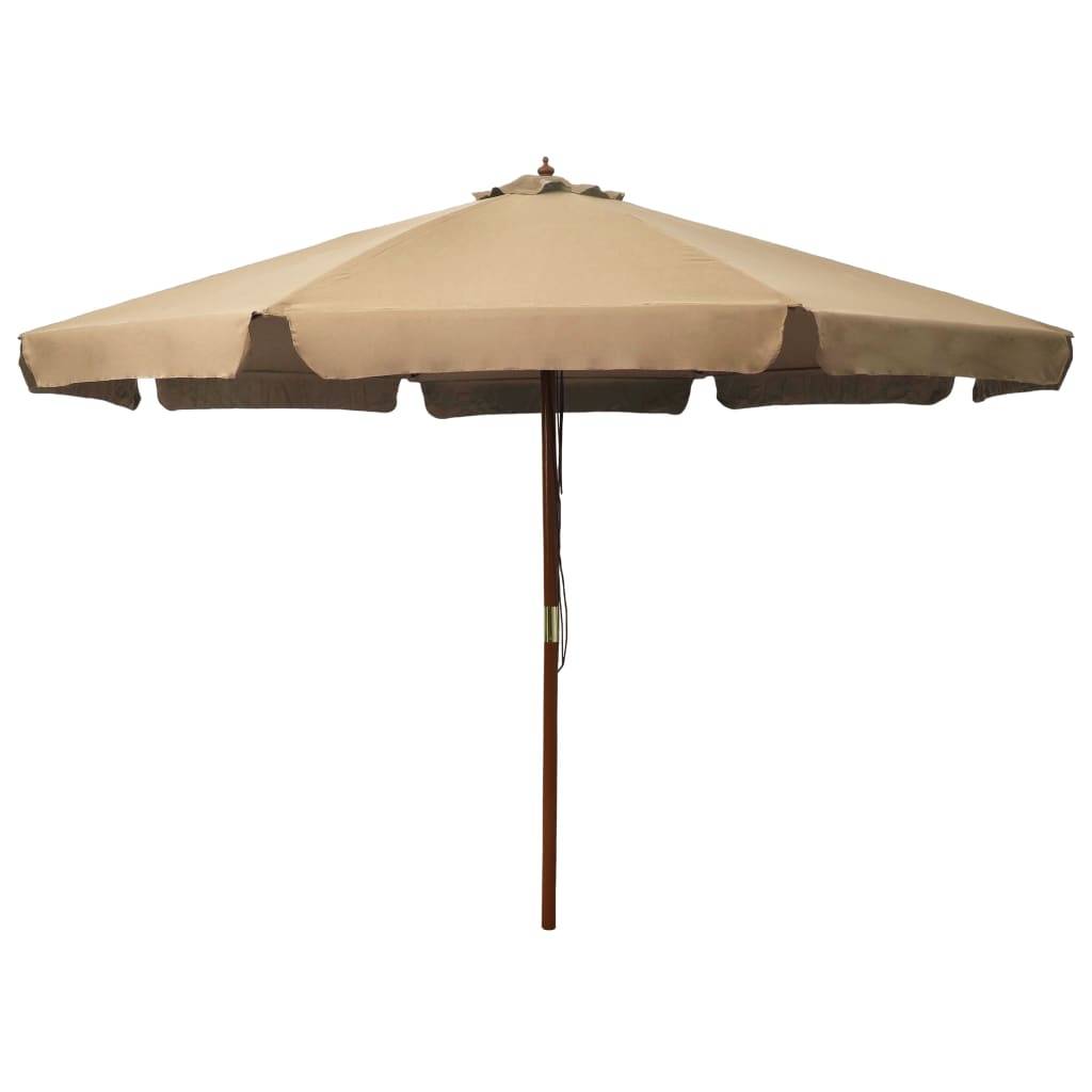 Helloshop26 - Parasol mobilier de jardin avec mât en bois 330 cm taupe - Image 1