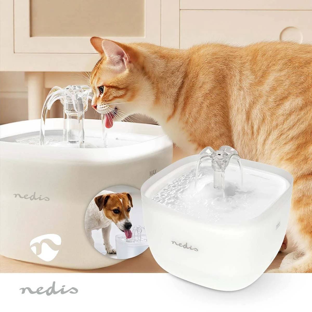 Fontaine à Eau pour Chat et Petit Chien 2L Filtre Pompe USB 40 dB 2 Filtres Inclus Abreuvoir Automatique Nedis - Image 7