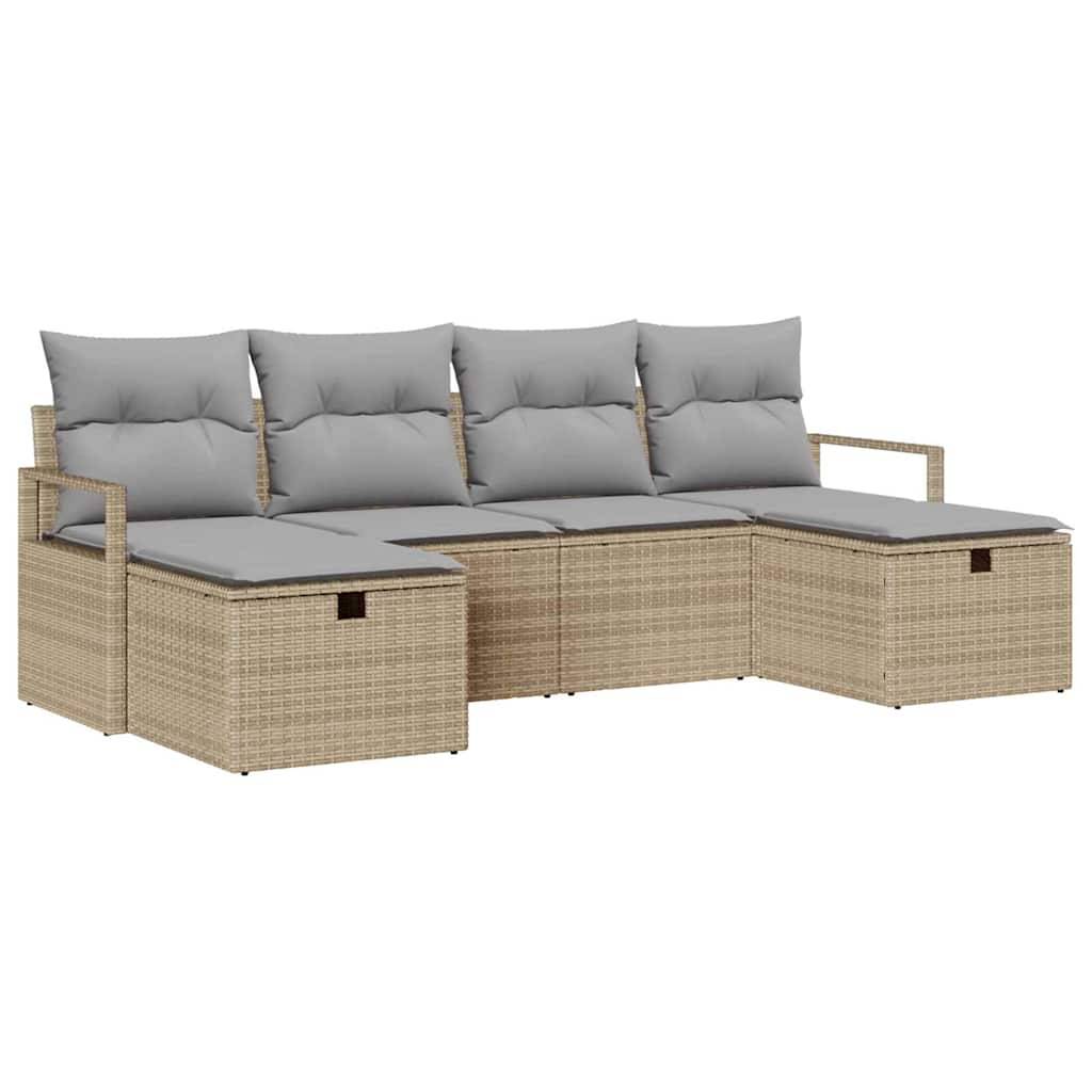 Ensemble Détente Terrasse Polyrotin - Canapés avec Rangement et Poufs - Beige et Gris Clair – ComfortXL Outdoor Living - Image 2
