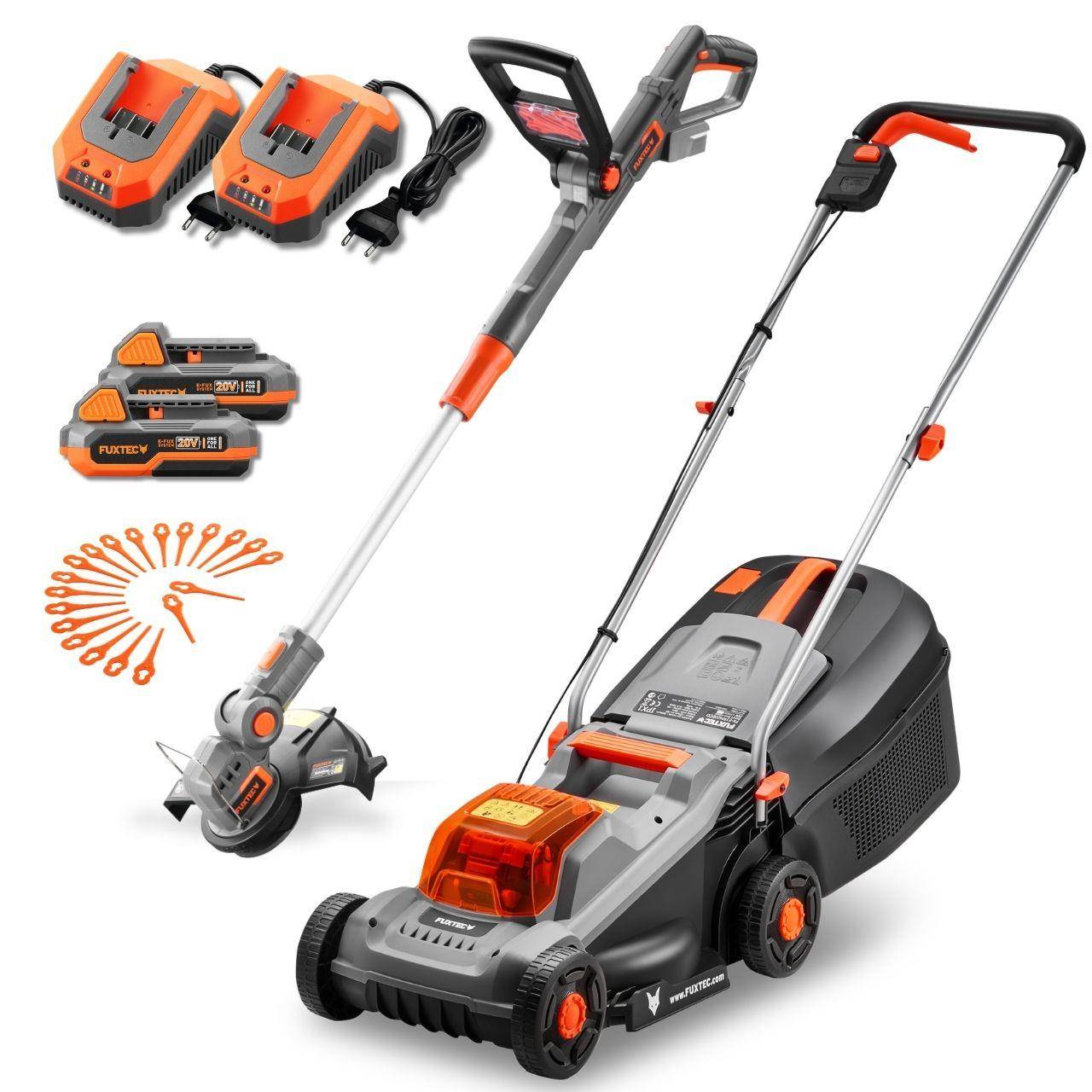 FUXTEC - FUXTEC Kit Entretien Jardin 20V avec Tondeuse à Batterie et Coupe-Bordure - Image 1