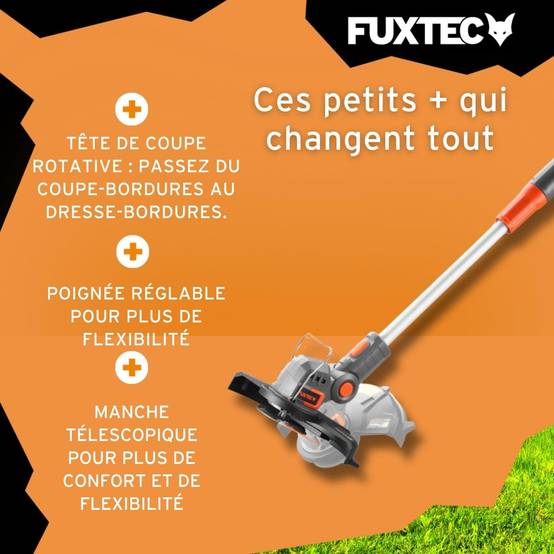 FUXTEC - FUXTEC Kit Entretien Jardin 20V avec Tondeuse à Batterie et Coupe-Bordure - Image 5