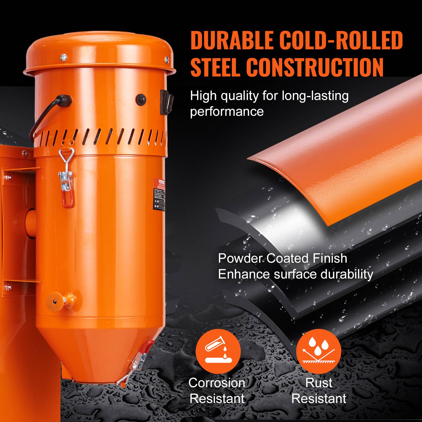 VEVOR Collecteur poussière 1450W, 1.8 gallons, ajustement universel pour armoires de sablage. - Image 5