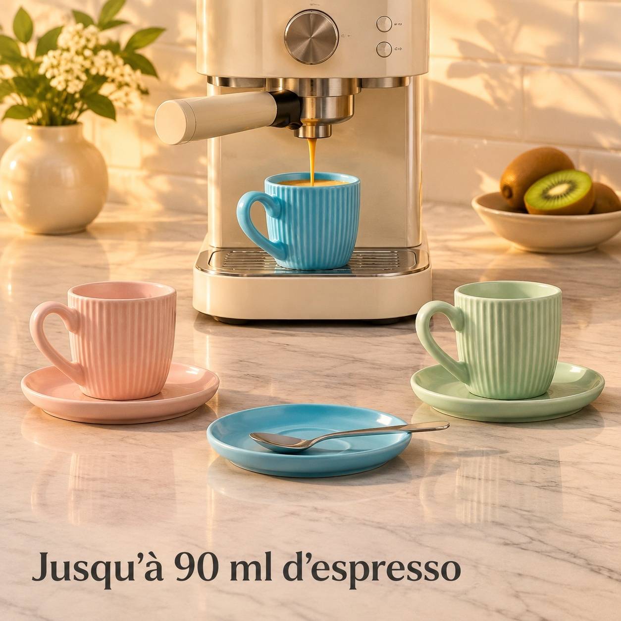 Set 6 Tasses Espresso Pastel 90 ml Avec Sous-tasses - Image 3