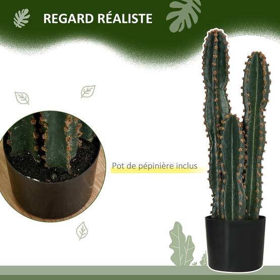 Cactus artificiel grand réalisme plante artificielle grande taille dim. Ø 17 x 60H cm - Image 7
