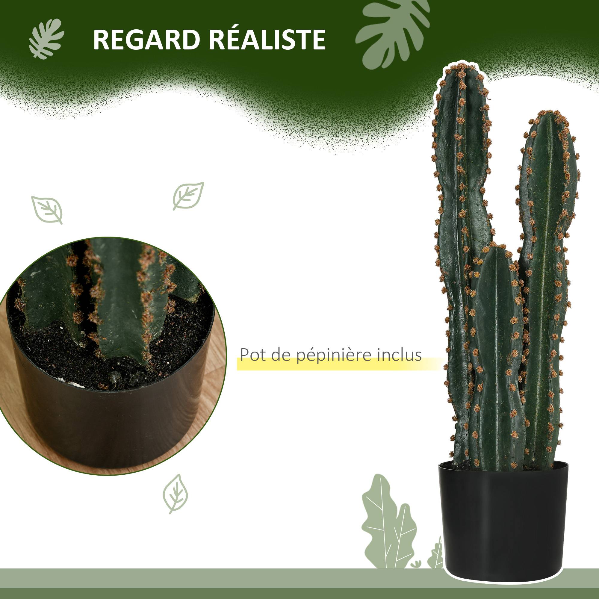Cactus artificiel grand réalisme plante artificielle grande taille dim. Ø 17 x 60H cm - Image 7