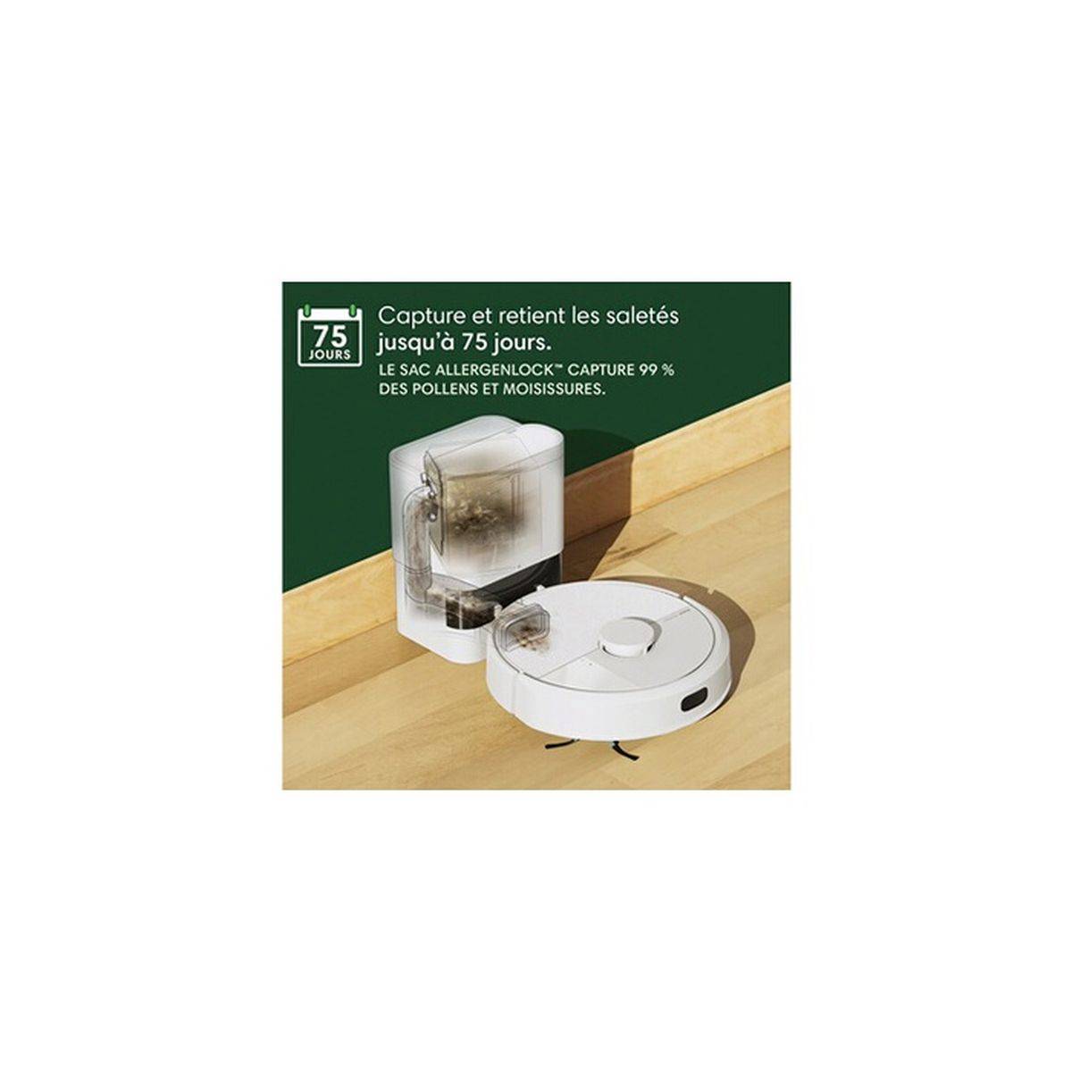 Robot aspirateur laveur Roomba 105 Combo, base AutoEmpty, LiDAR, 7000 Pa, blanc - iRobot - Image 3