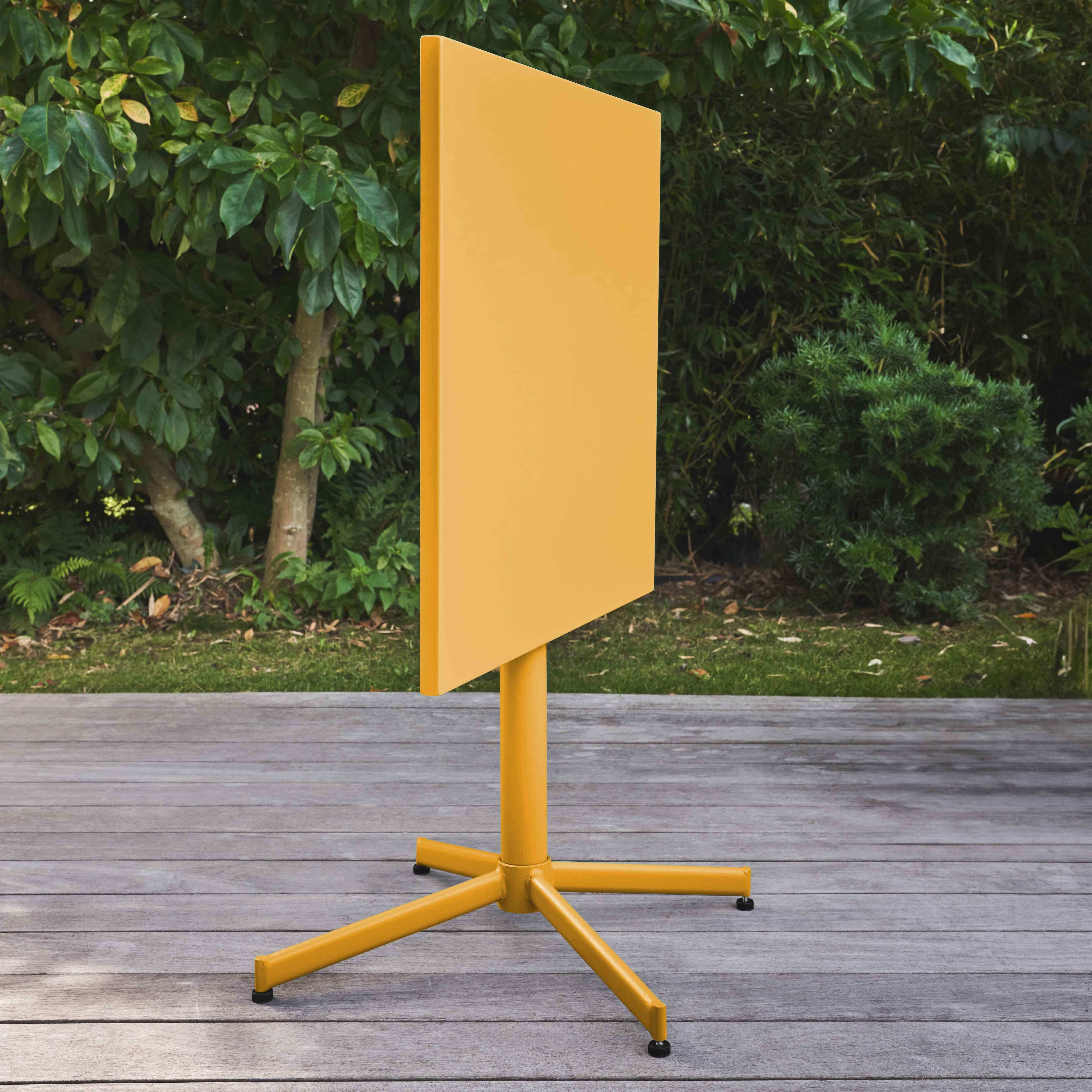 Oviala - Table de jardin carrée bistro inclinable en acier jaune Palavas - Oviala - Image 4