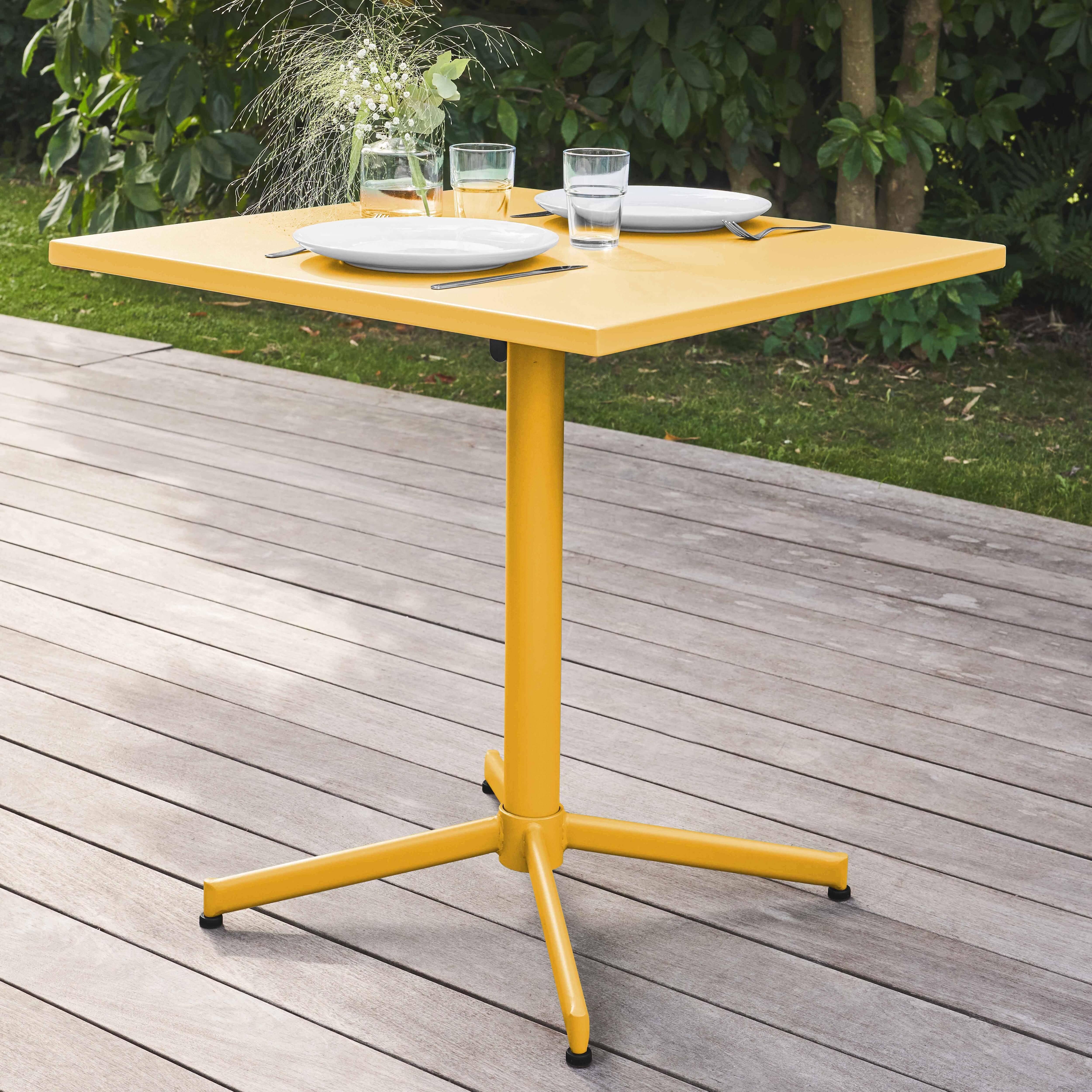 Oviala - Table de jardin carrée bistro inclinable en acier jaune Palavas - Oviala - Image 2