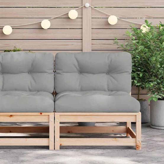 Canapé de jardin | Canapé D'extérieur | Sofa De Jardin sans accoudoirs et coussins bois massif de pin Maison Chic - Image 3