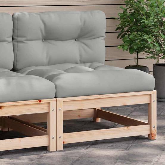 Canapé de jardin | Canapé D'extérieur | Sofa De Jardin sans accoudoirs et coussins bois massif de pin Maison Chic - Image 2