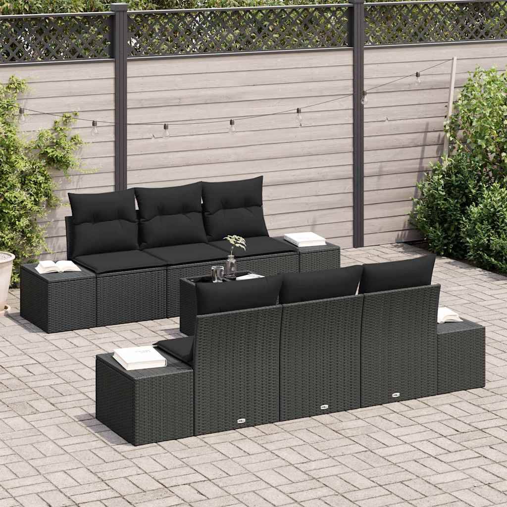 Salon Extérieur 8 Éléments Polyrotin Noir Table Polyvalente Rangement Intégré Design Épuré Moderne – ComfortXL Outdoor Living - Image 3