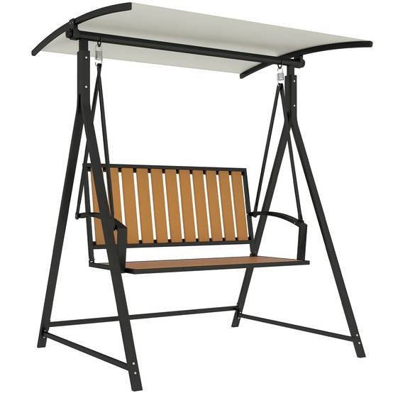 Balancelle de jardin 2 places Métal pour terrasse Toit pare-soleil inclinable 142x112x162 Noir - ComfortXL Outdoor Living - Image 1