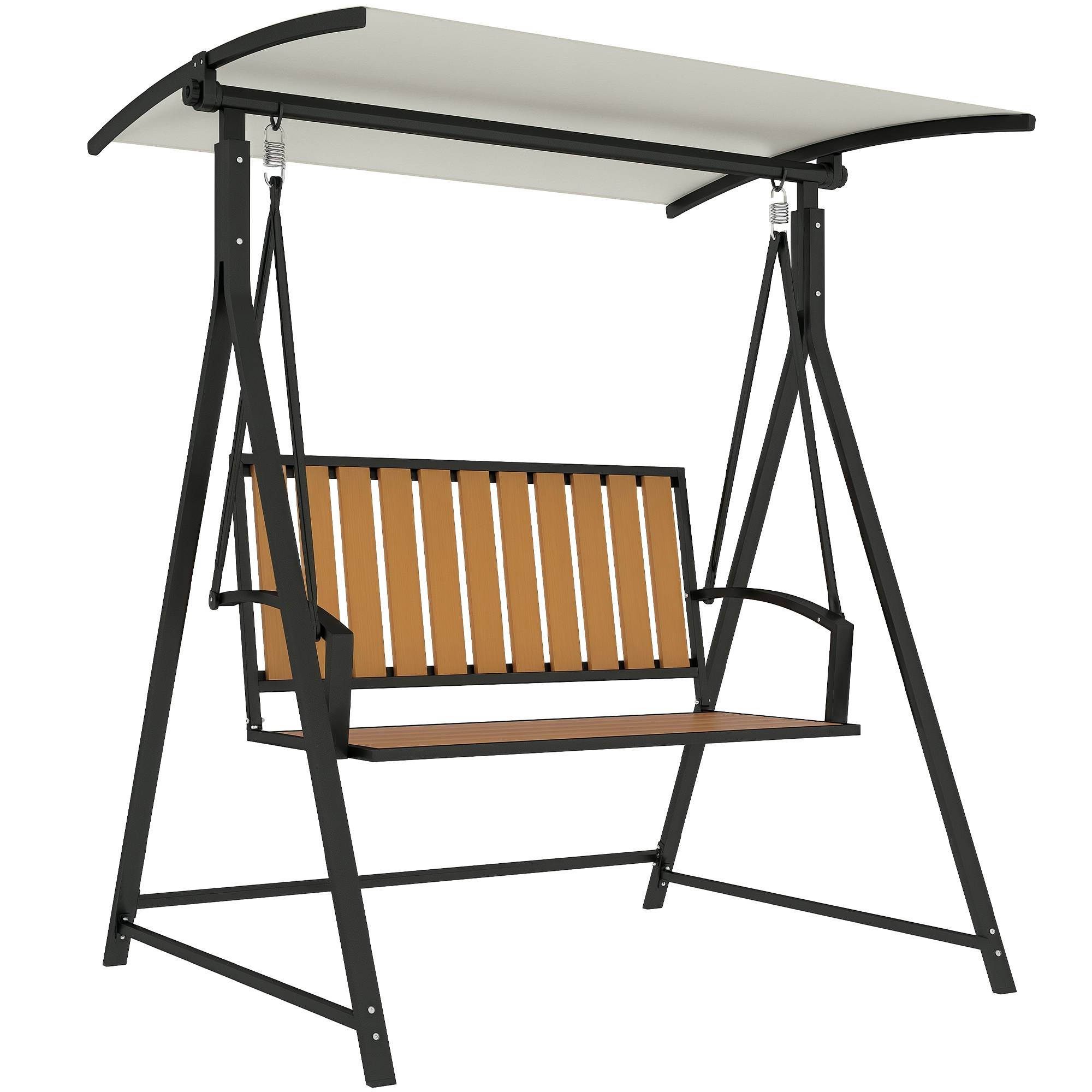 Balancelle de jardin 2 places Métal pour terrasse Toit pare-soleil inclinable 142x112x162 Noir - ComfortXL Outdoor Living - Image 1
