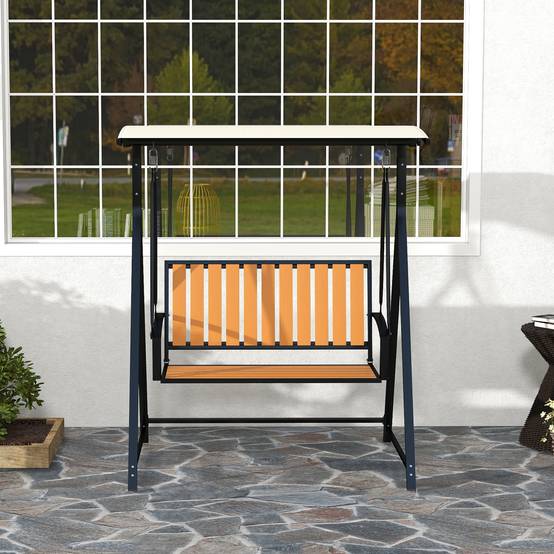 Balancelle de jardin 2 places Métal pour terrasse Toit pare-soleil inclinable 142x112x162 Noir - ComfortXL Outdoor Living - Image 9